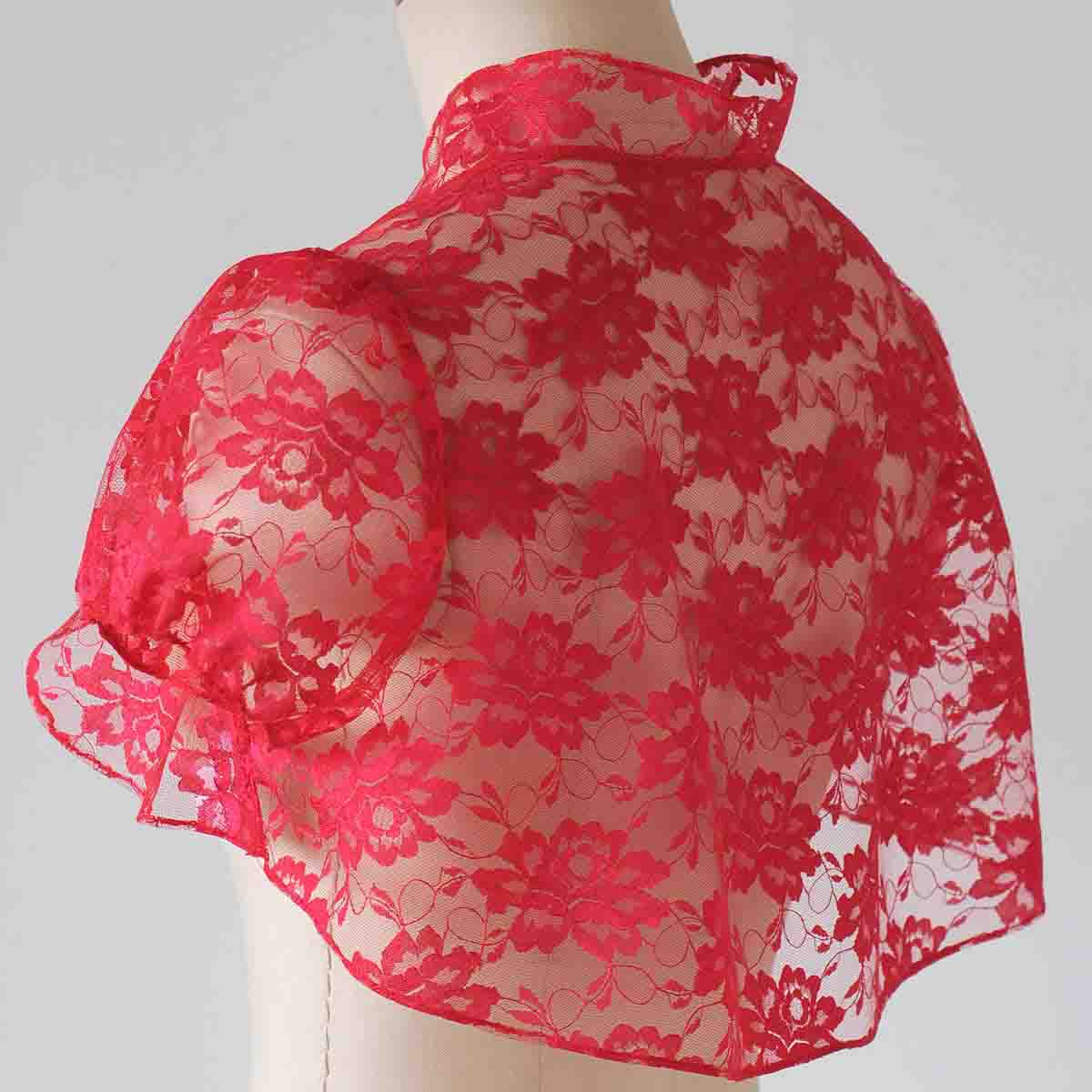 ウェディングレースボレロ レッドカラー Mサイズ程度の画像3枚目