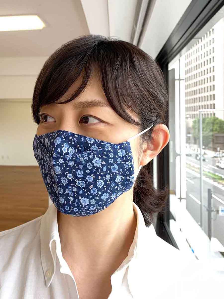 マスク 細かな花柄 濃いめネイビー 大臣小の画像8枚目