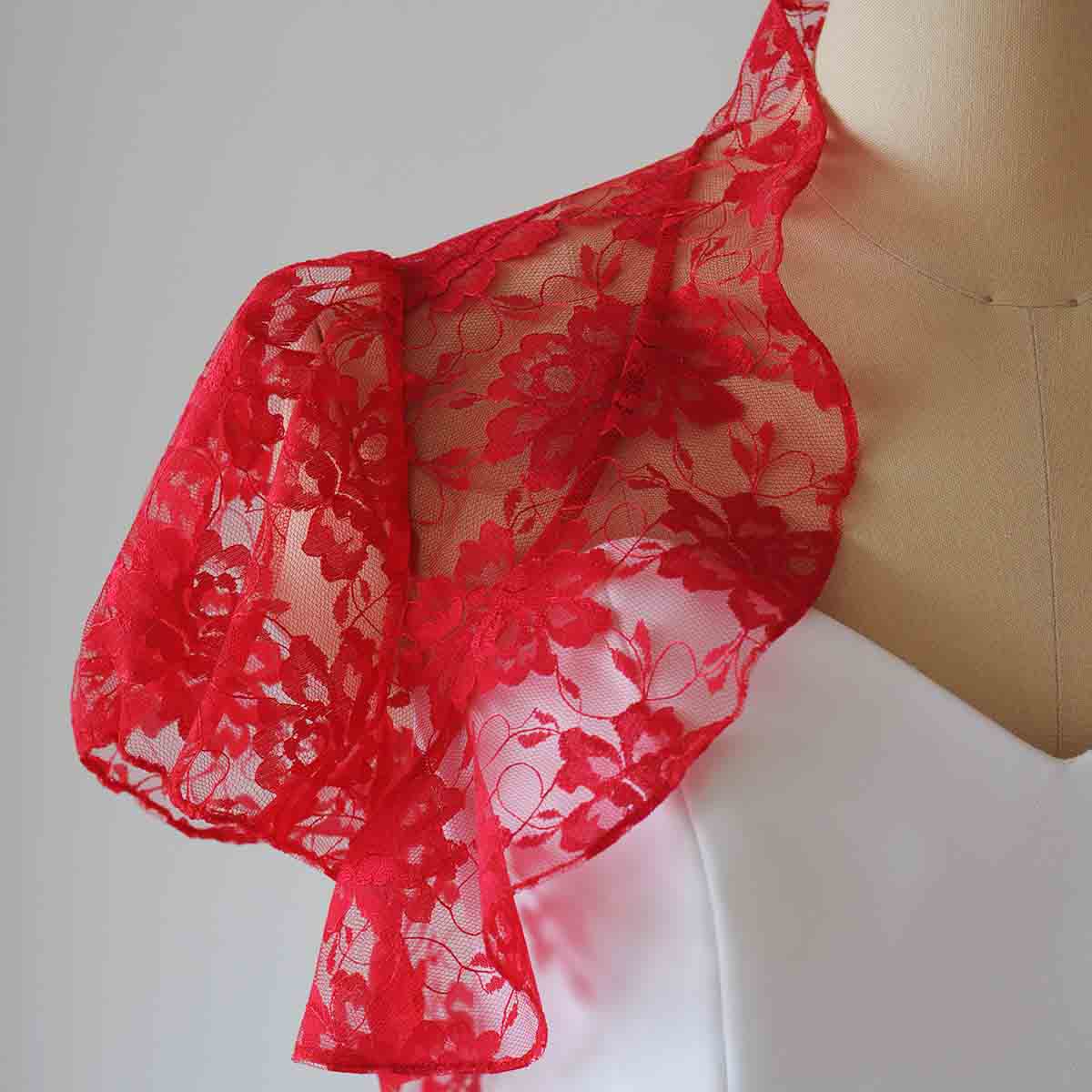 ウェディングレースボレロ レッドカラー Mサイズ程度の画像10枚目