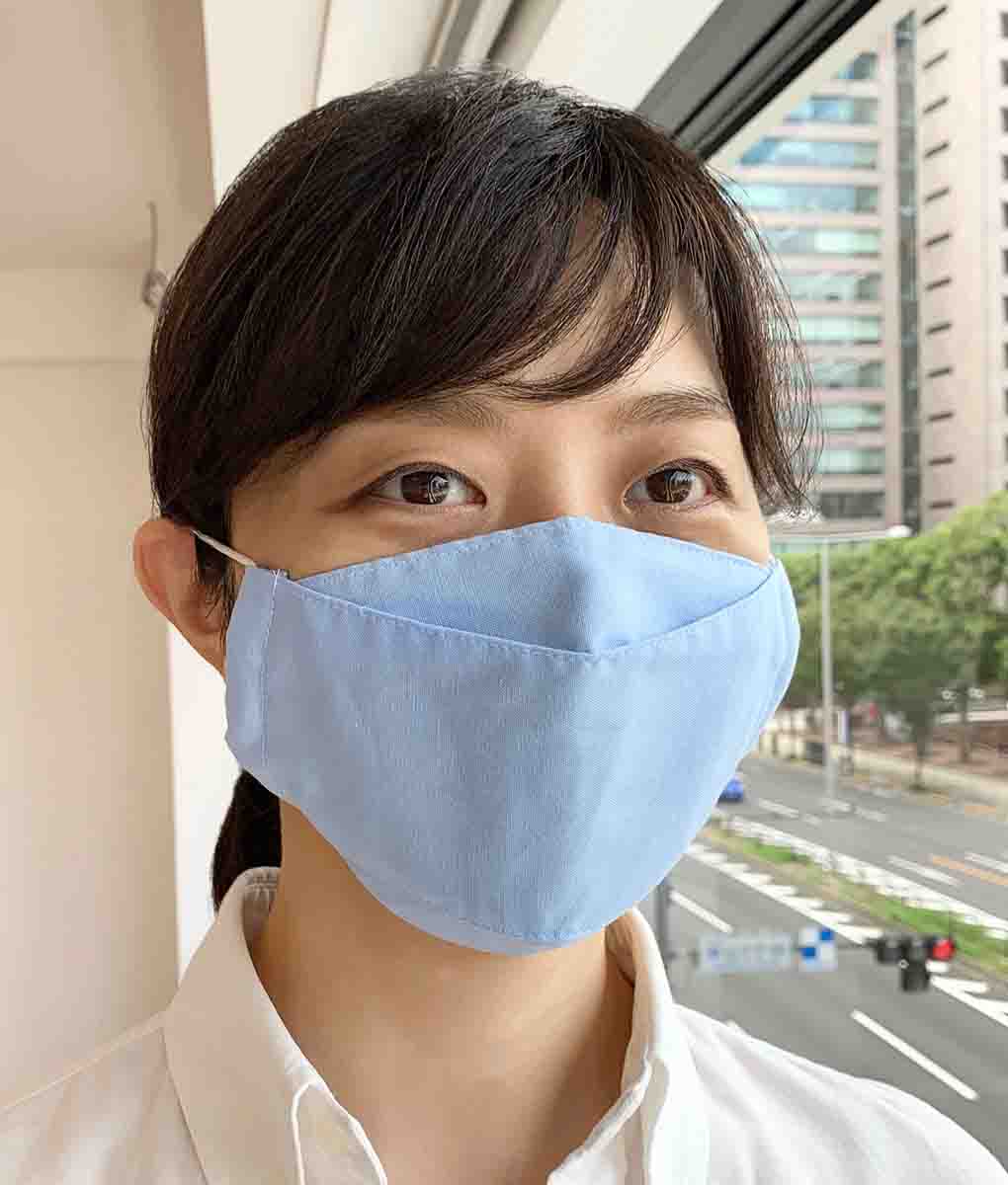 日本製布マスク 無地 スカイブルーカラー コットン100%×高島ちぢみの画像8枚目