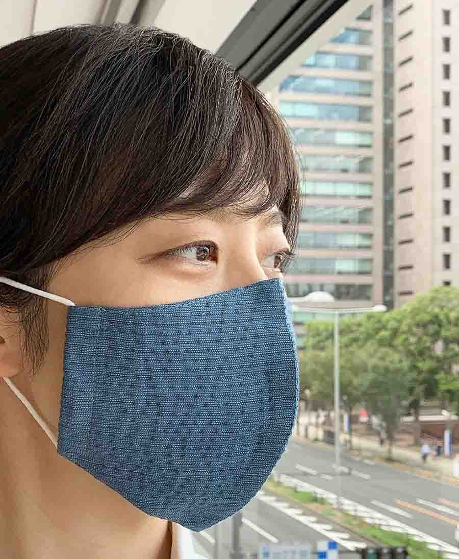 立体マスク しじら織り ブルー 綿100%の画像14枚目