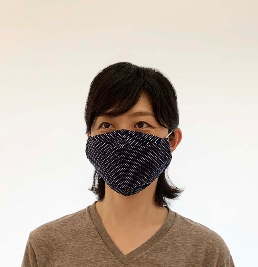 大臣マスク ドット水玉 コットン100% ネイビーの画像5枚目