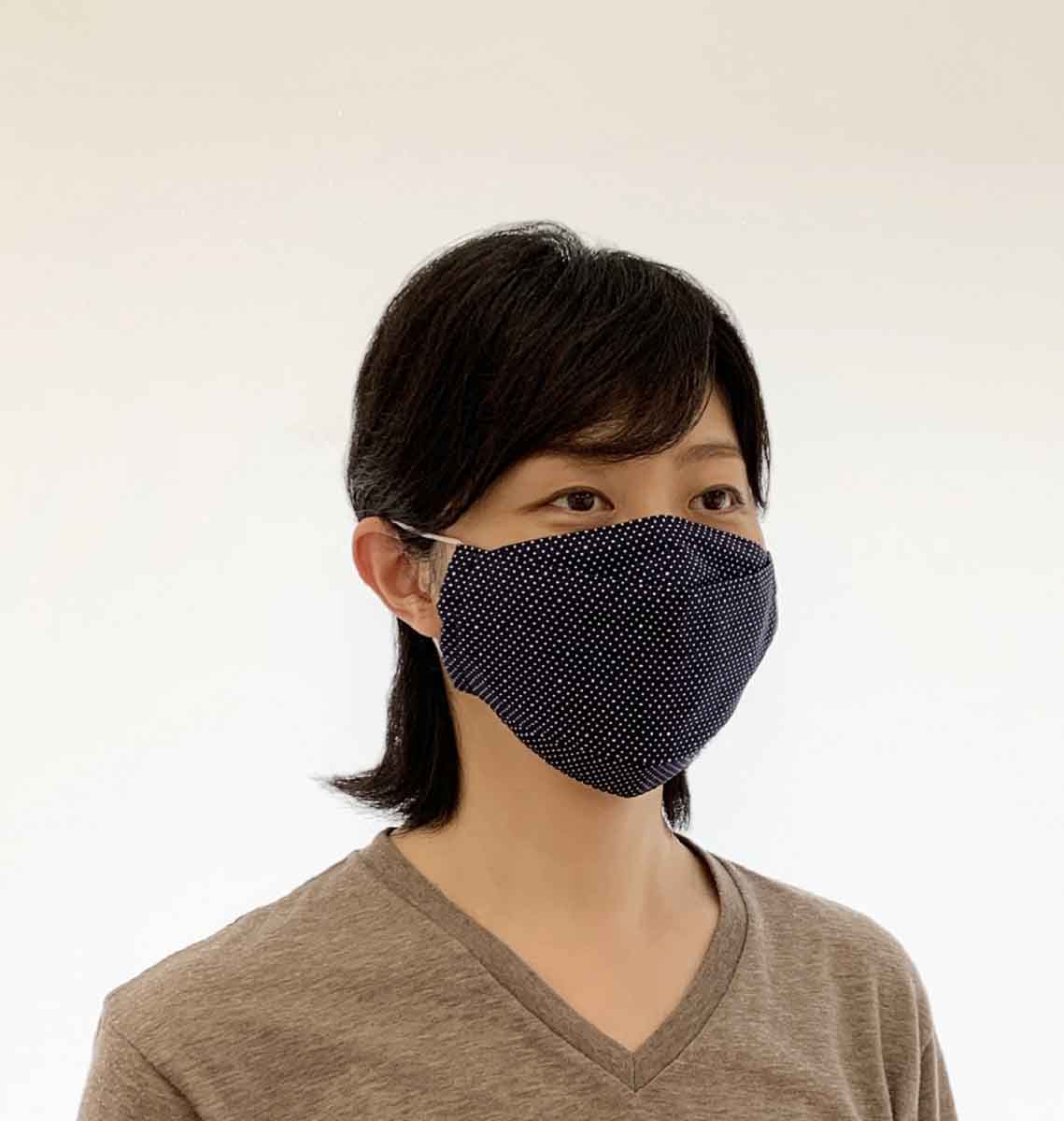 大臣マスク ドット水玉 コットン100% ネイビーの画像15枚目