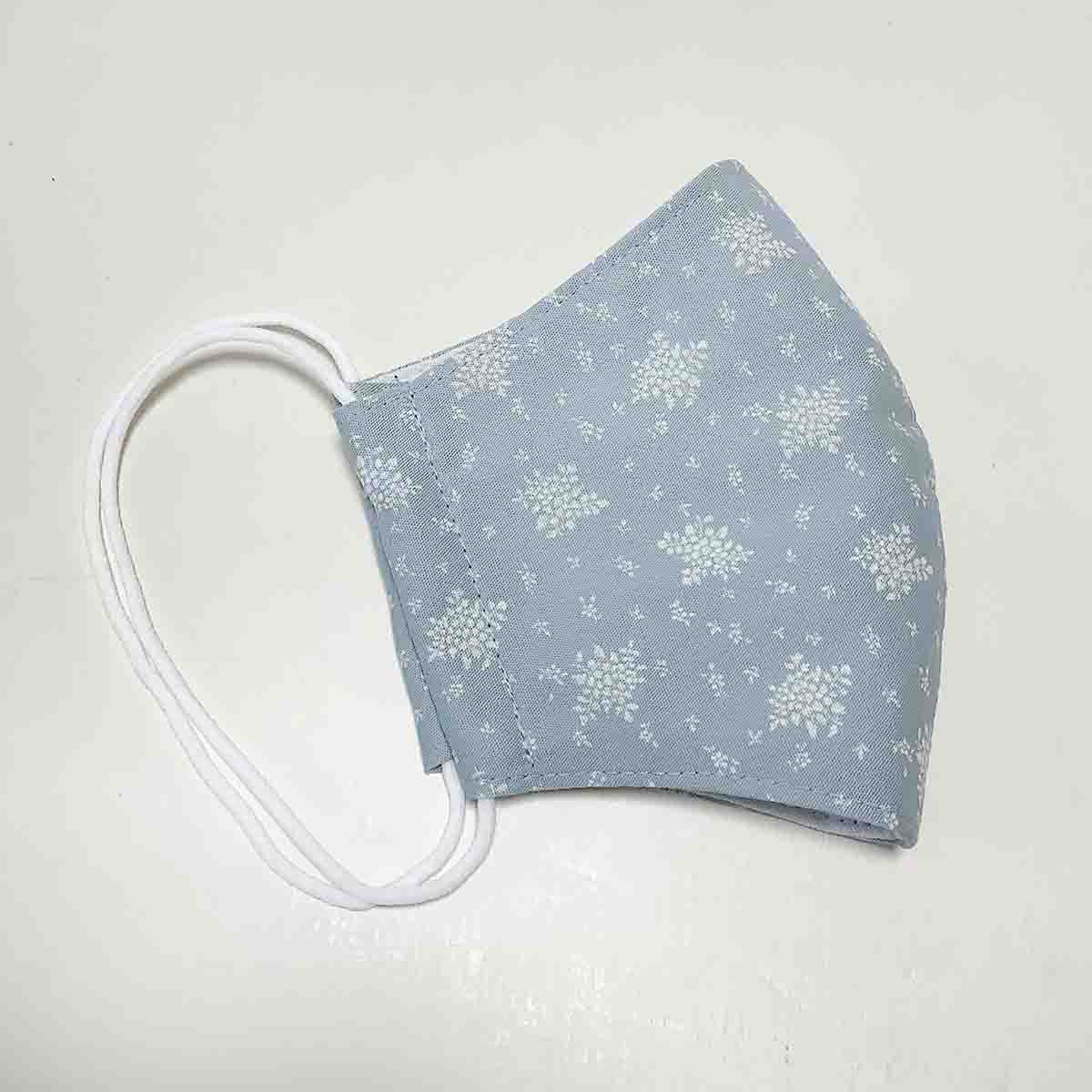 立体マスク ウィンターカラーのブルーグレイ フラワープリント 内側クレンゼ使用の画像6枚目