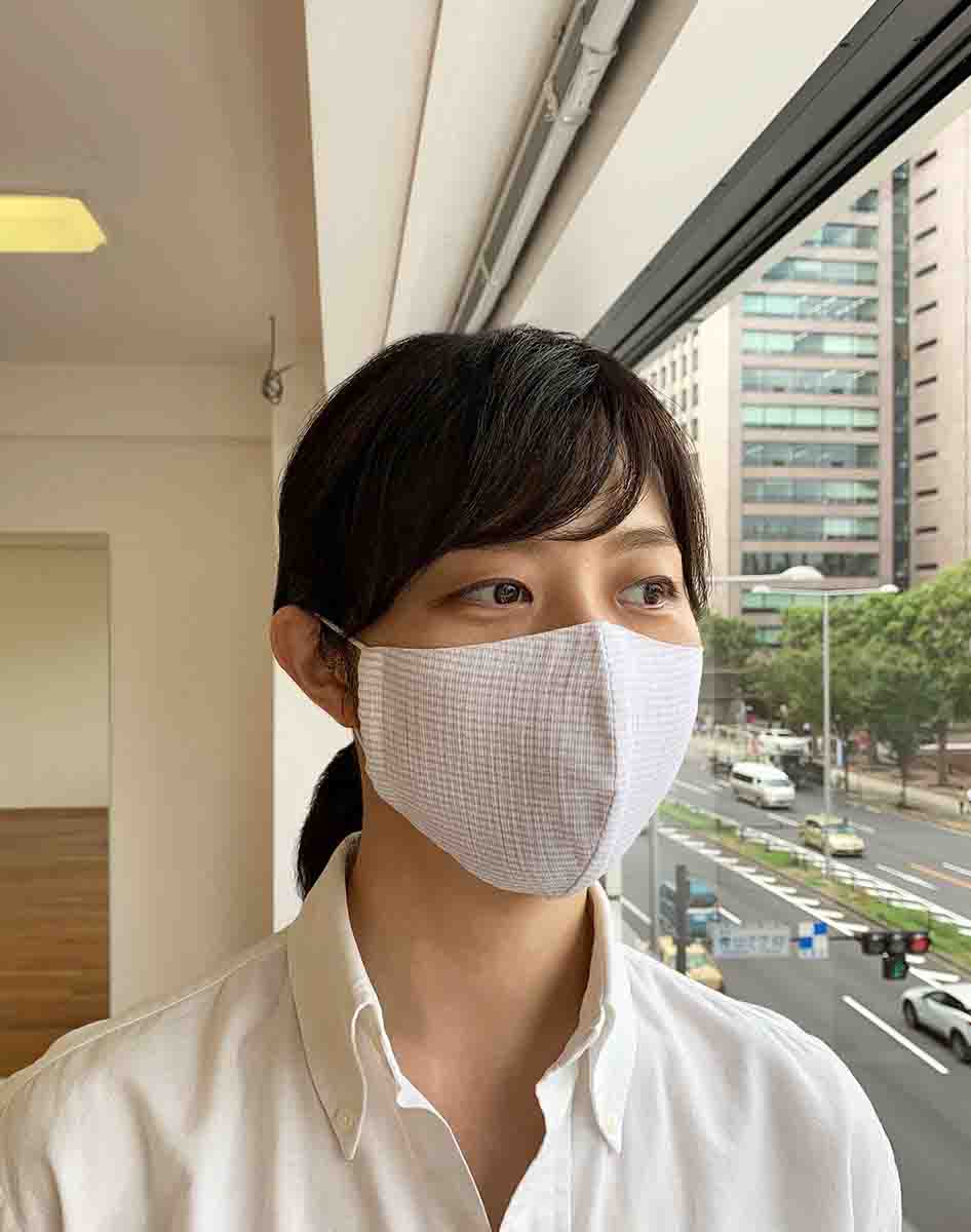 マスク3枚セット ALL高島ちぢみ ベージュストライプの画像8枚目