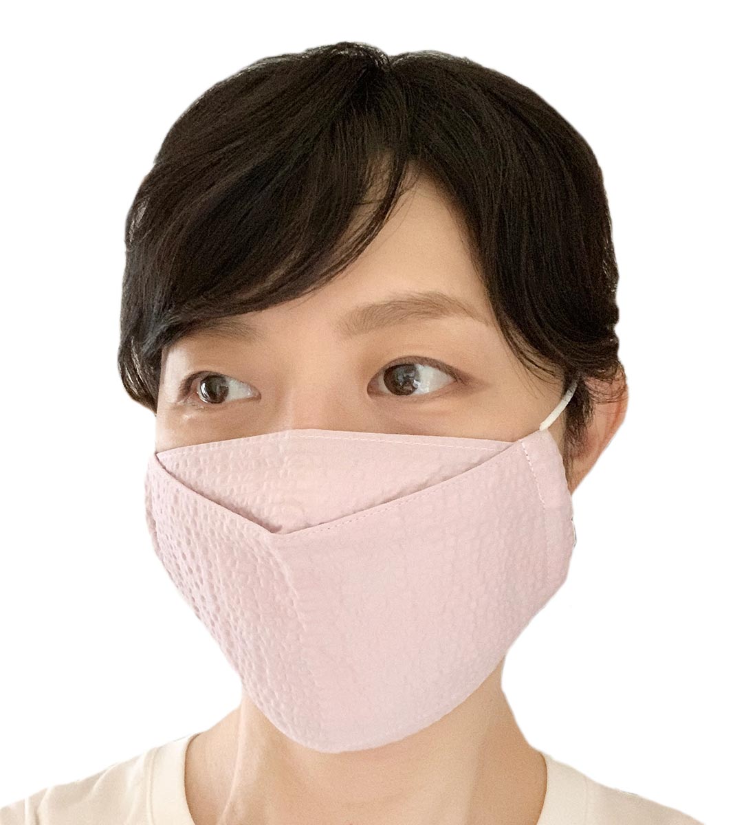 夏の涼しいマスク サッカー生地 裏高島ちぢみ 綿100% 舟形デザイン 男女兼用サイズの画像8枚目