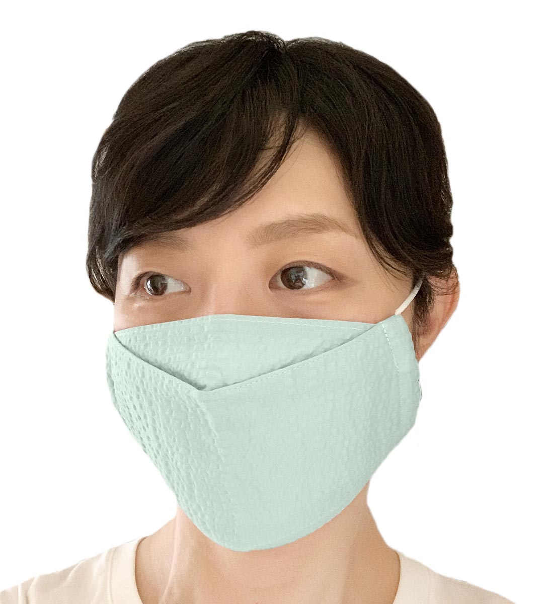 夏の涼しいマスク サッカー生地 裏高島ちぢみ 綿100% 舟形デザイン 男女兼用サイズの画像10枚目
