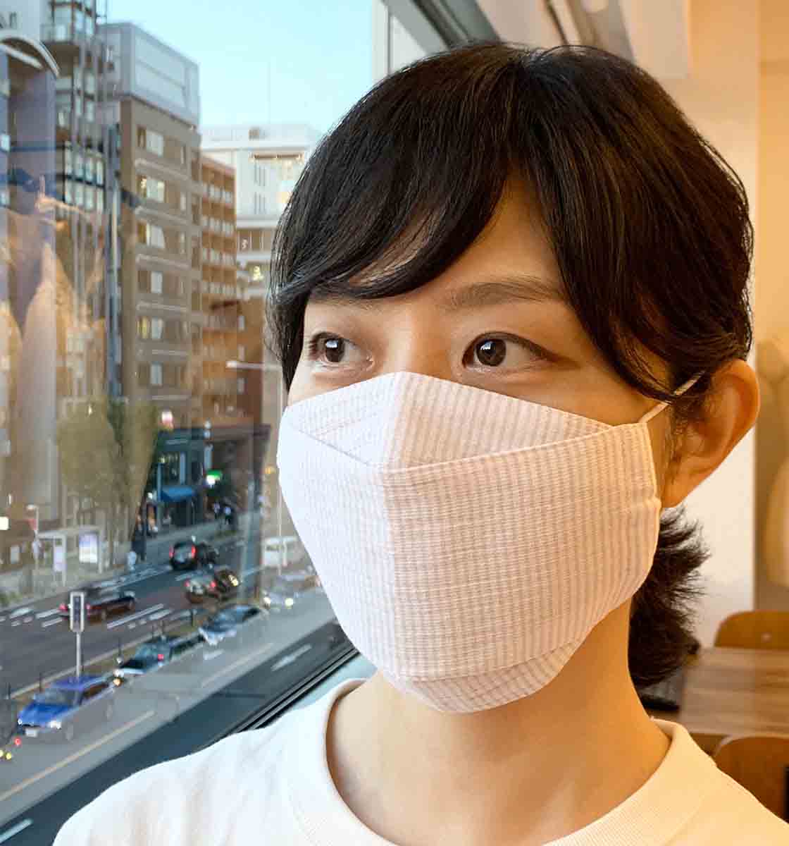 マスク ALL高島ちぢみ 大臣デザイン ★ベージュストライプの画像7枚目