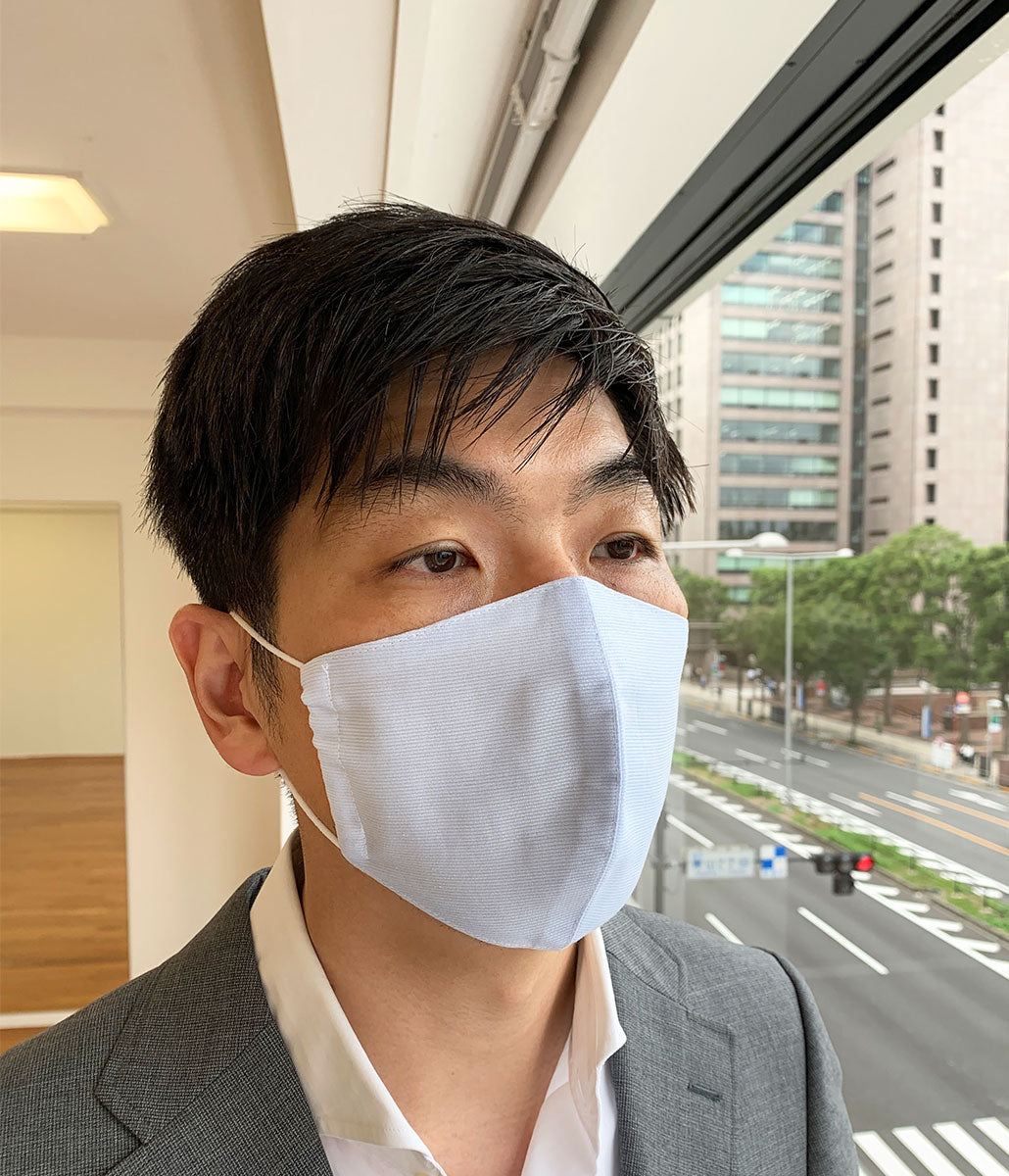 日本製 布マスク シャープな立体型 やさしい水色柄の画像6枚目