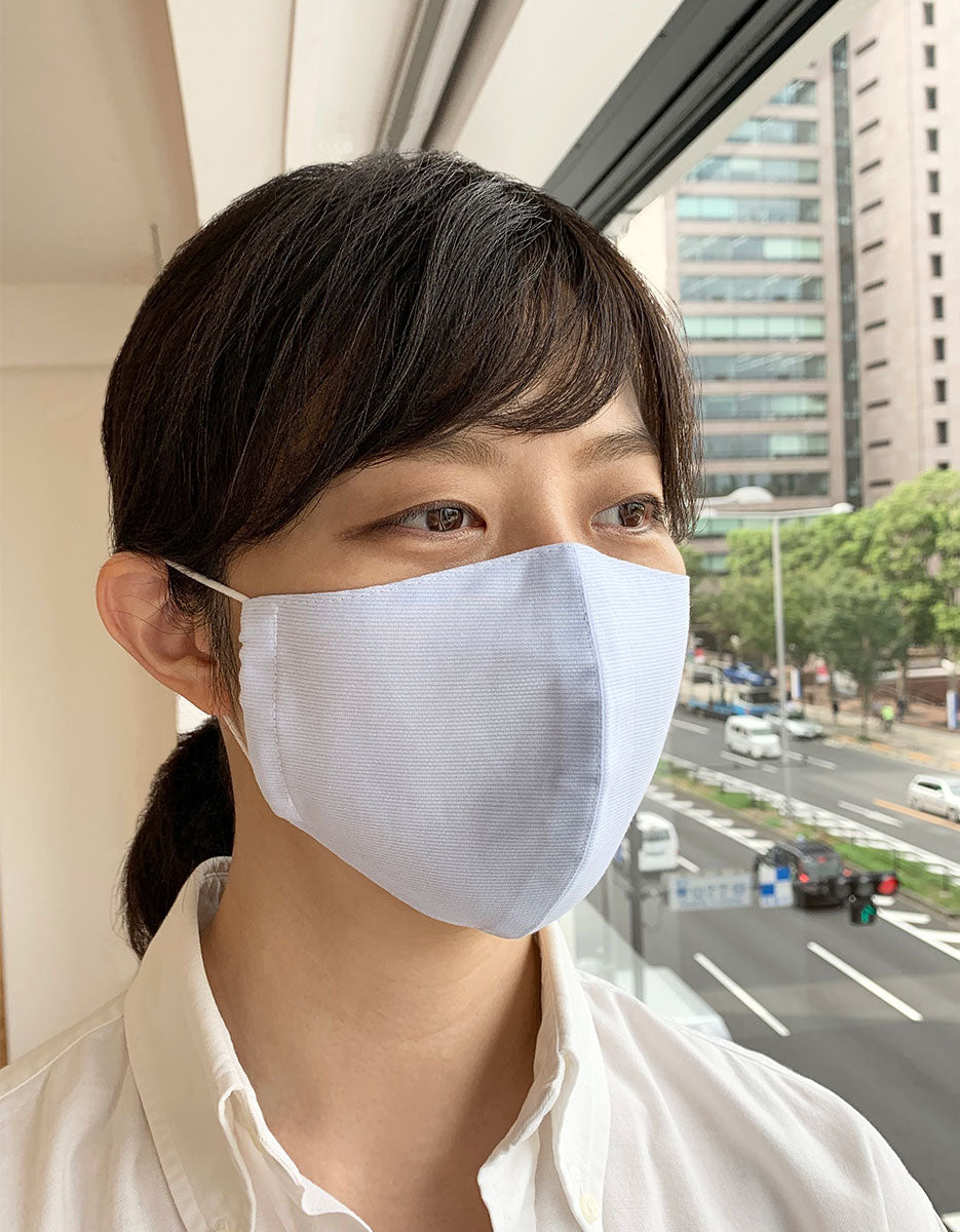 日本製 布マスク シャープな立体型 やさしい水色柄の画像8枚目