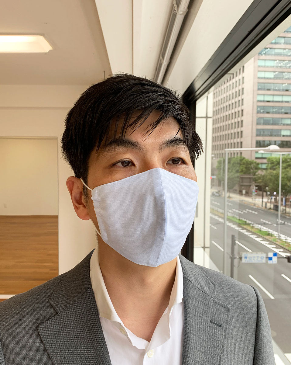 日本製 布マスク シャープな立体型 やさしい水色柄の画像13枚目