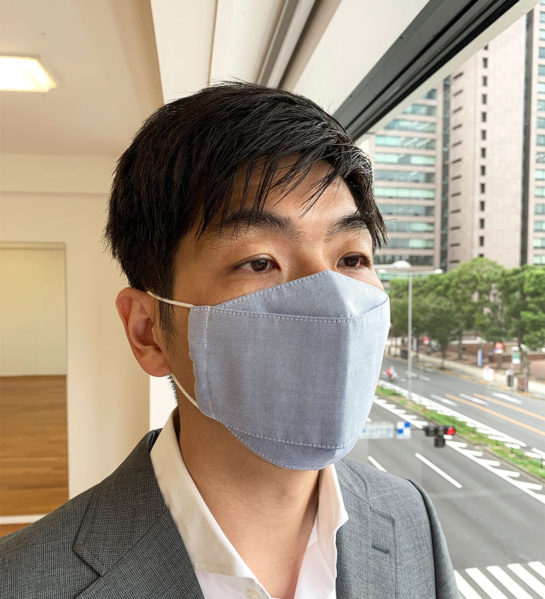 日本製布マスク ダンガリーブルー系×高島ちぢみの画像6枚目