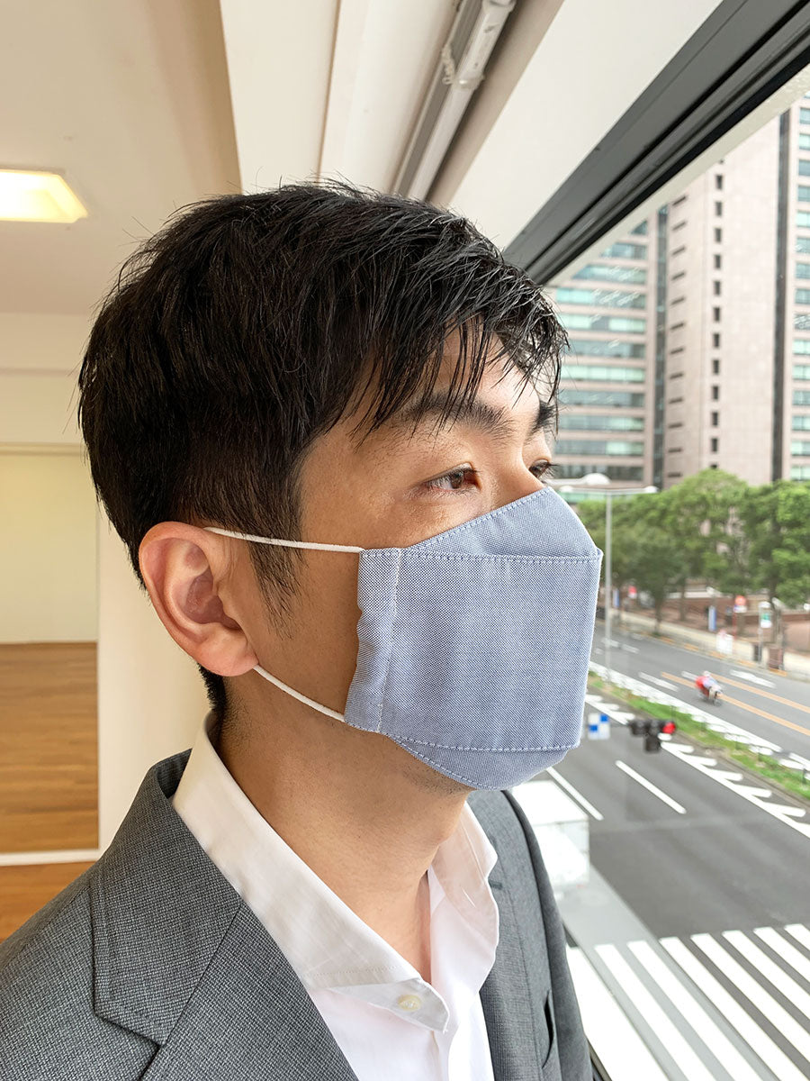 日本製布マスク ダンガリーブルー系×高島ちぢみの画像7枚目