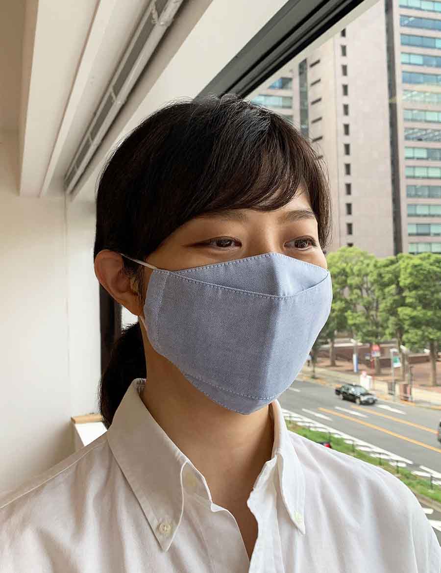 日本製布マスク ダンガリーブルー系×高島ちぢみの画像8枚目