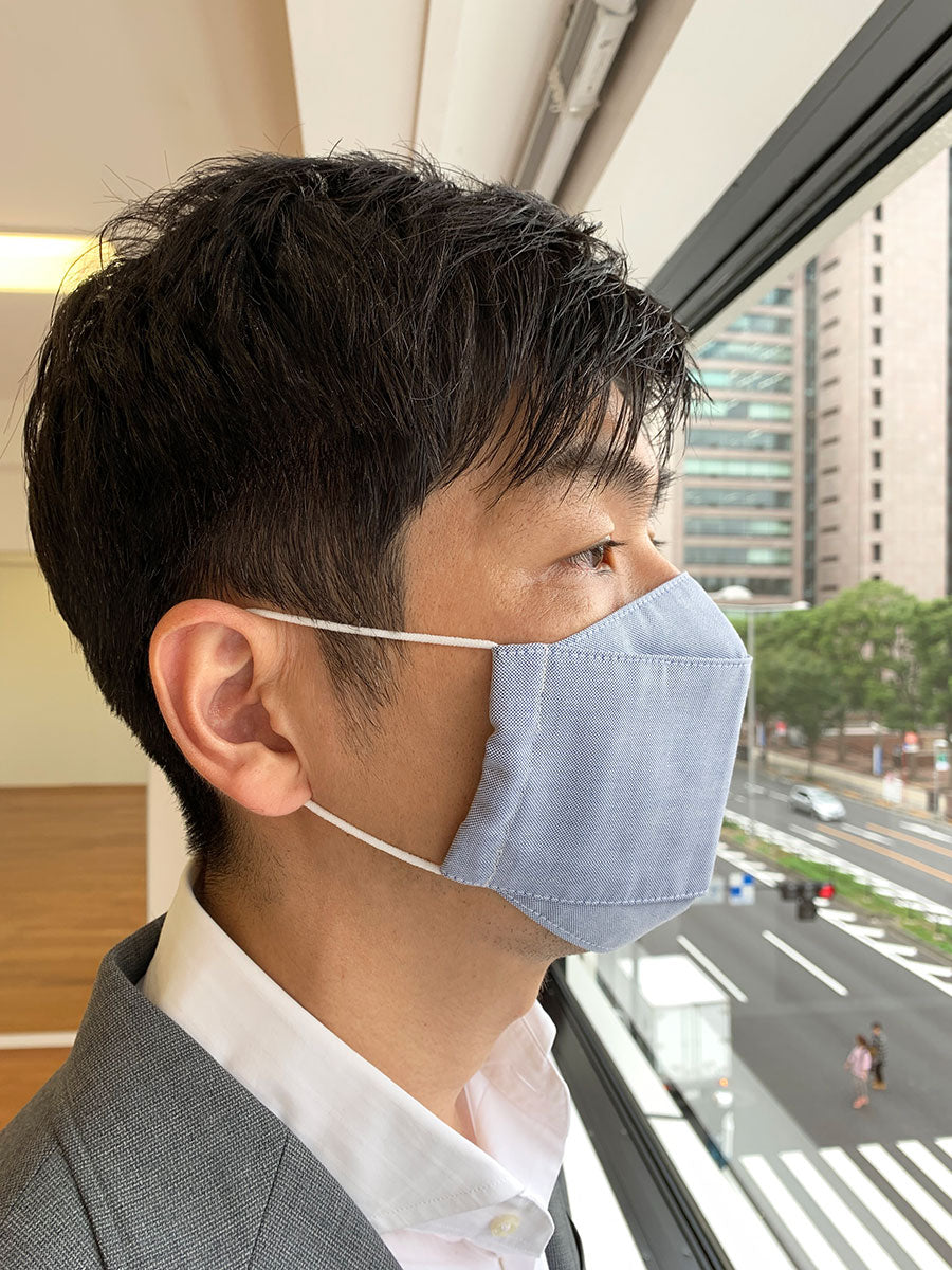 日本製布マスク ダンガリーブルー系×高島ちぢみの画像9枚目