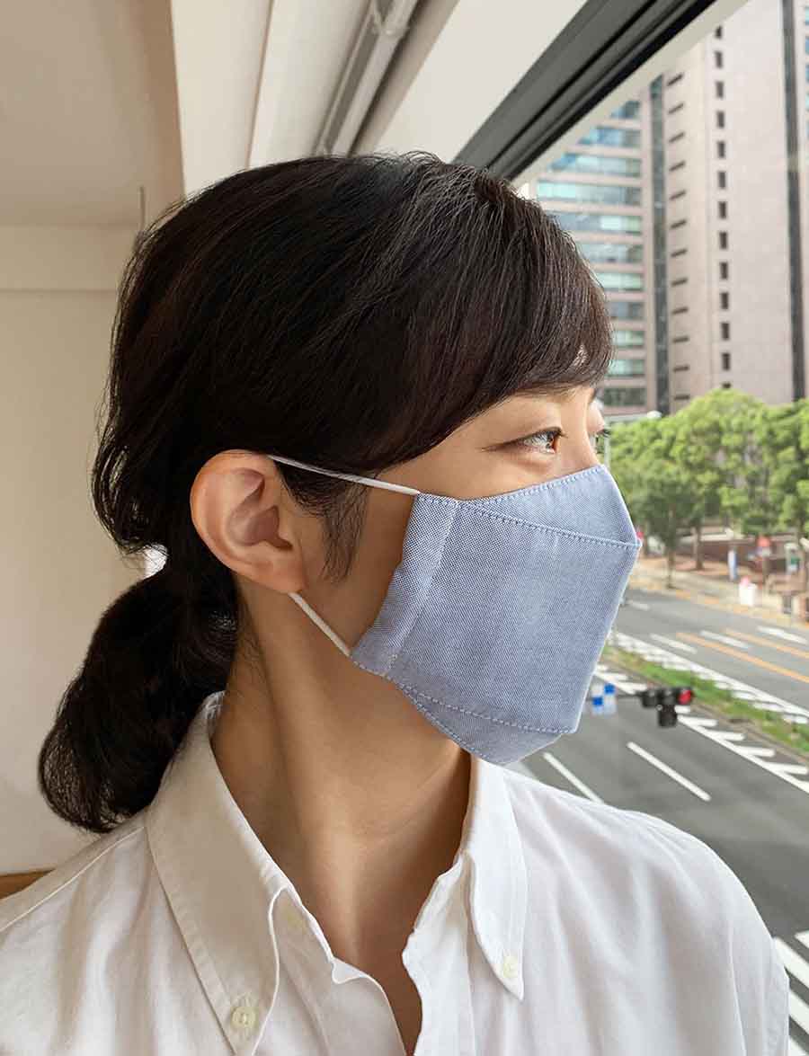 日本製布マスク ダンガリーブルー系×高島ちぢみの画像10枚目