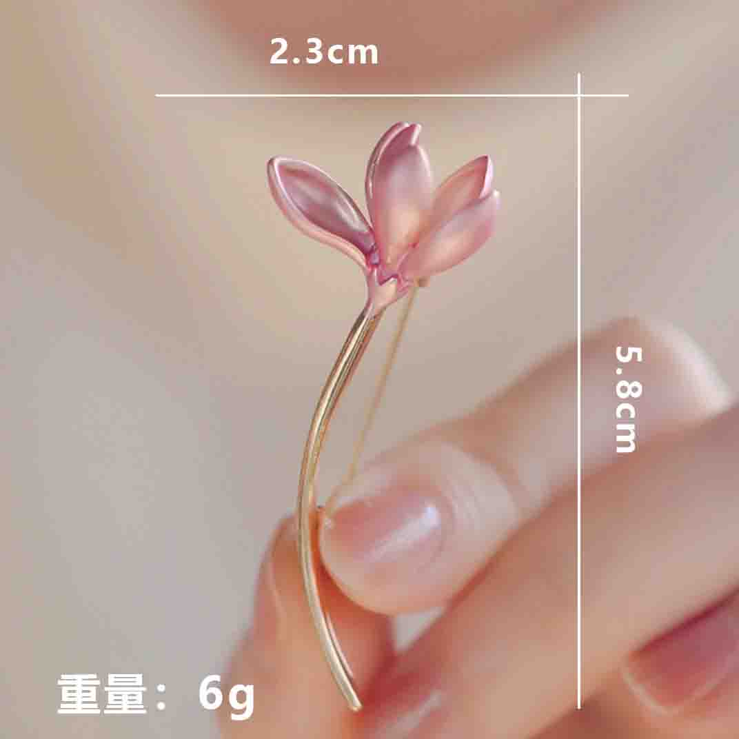 一輪のフラワーブローチ ピンク&ゴールドの画像9枚目
