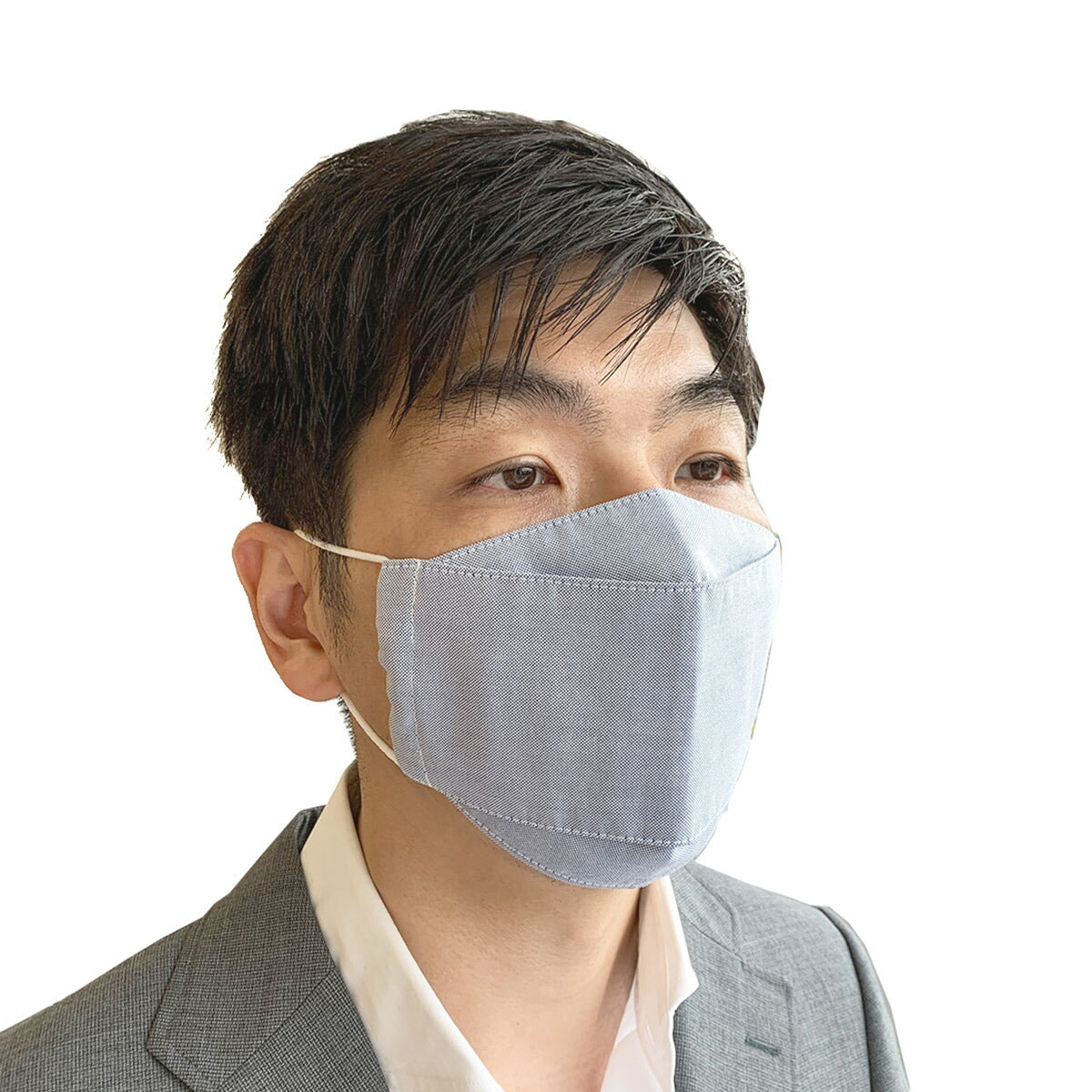 日本製布マスク ダンガリーブルー系×高島ちぢみの画像1枚目