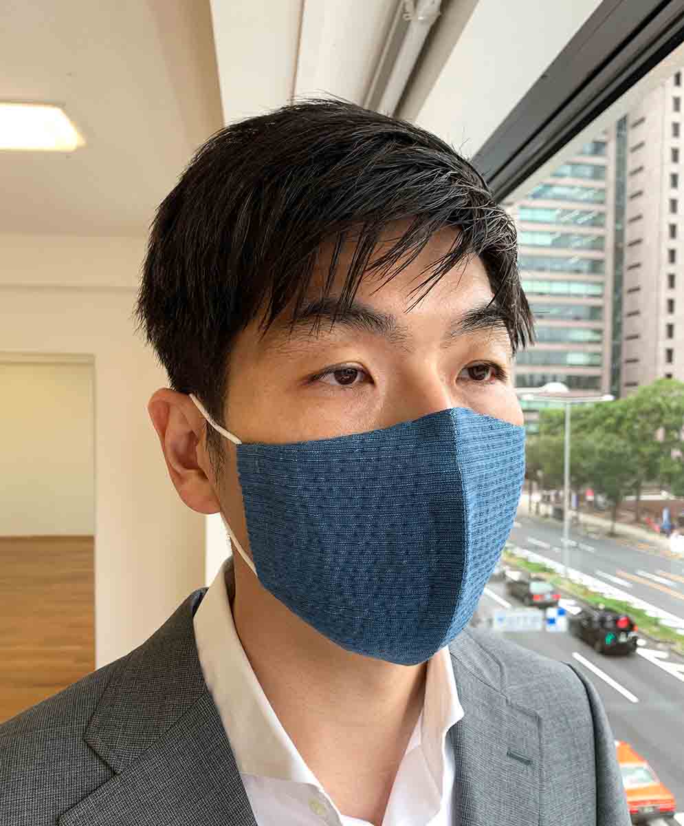立体マスク　しじら織り ブルー　綿100％の画像5枚目