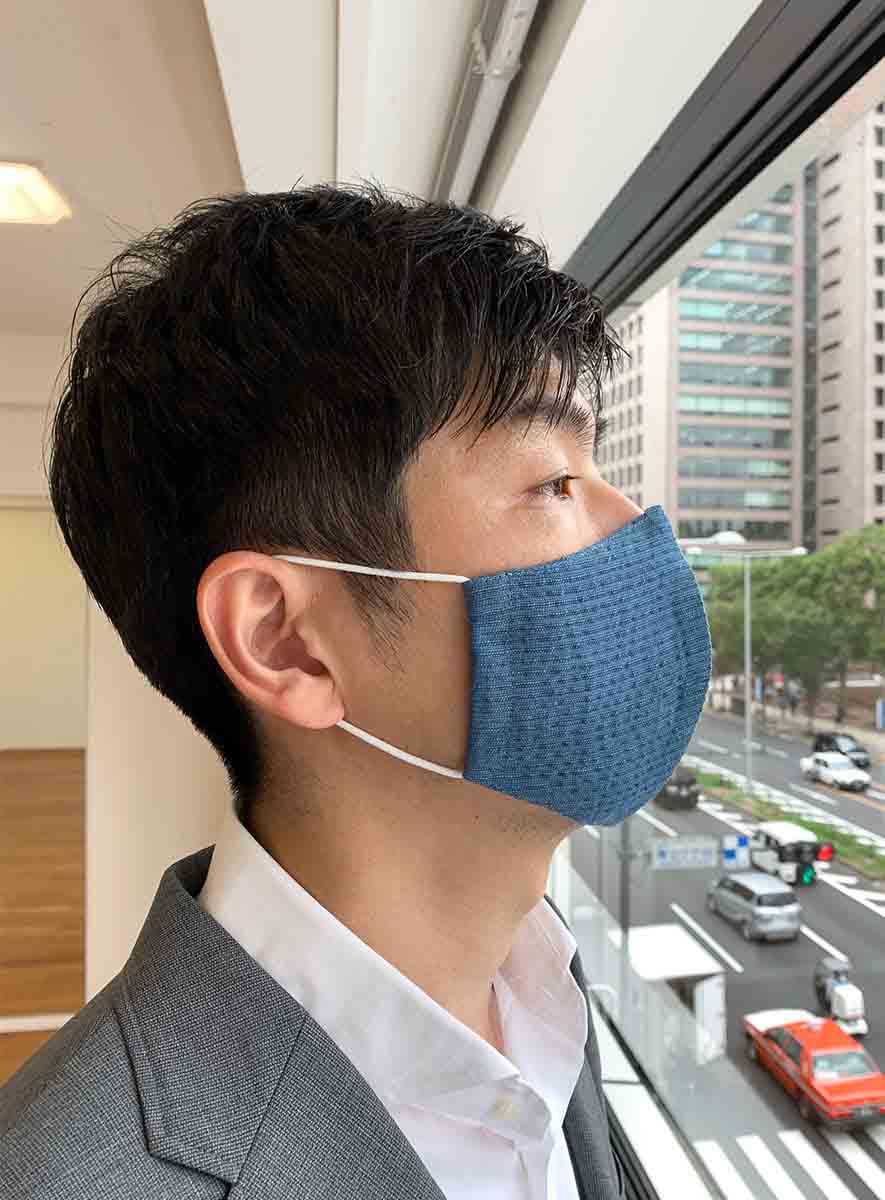 立体マスク　しじら織り ブルー　綿100％の画像6枚目