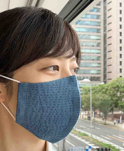 立体マスク　しじら織り ブルー　綿100％の画像14枚目