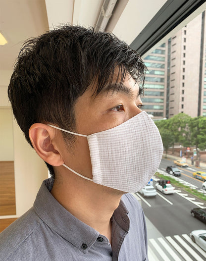 マスク3枚セット　ALL高島ちぢみ　ベージュストライプの画像6枚目