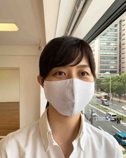 マスク3枚セット　ALL高島ちぢみ　ベージュストライプの画像7枚目