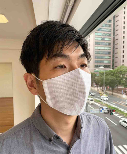 マスク3枚セット　ALL高島ちぢみ　ベージュストライプの画像14枚目