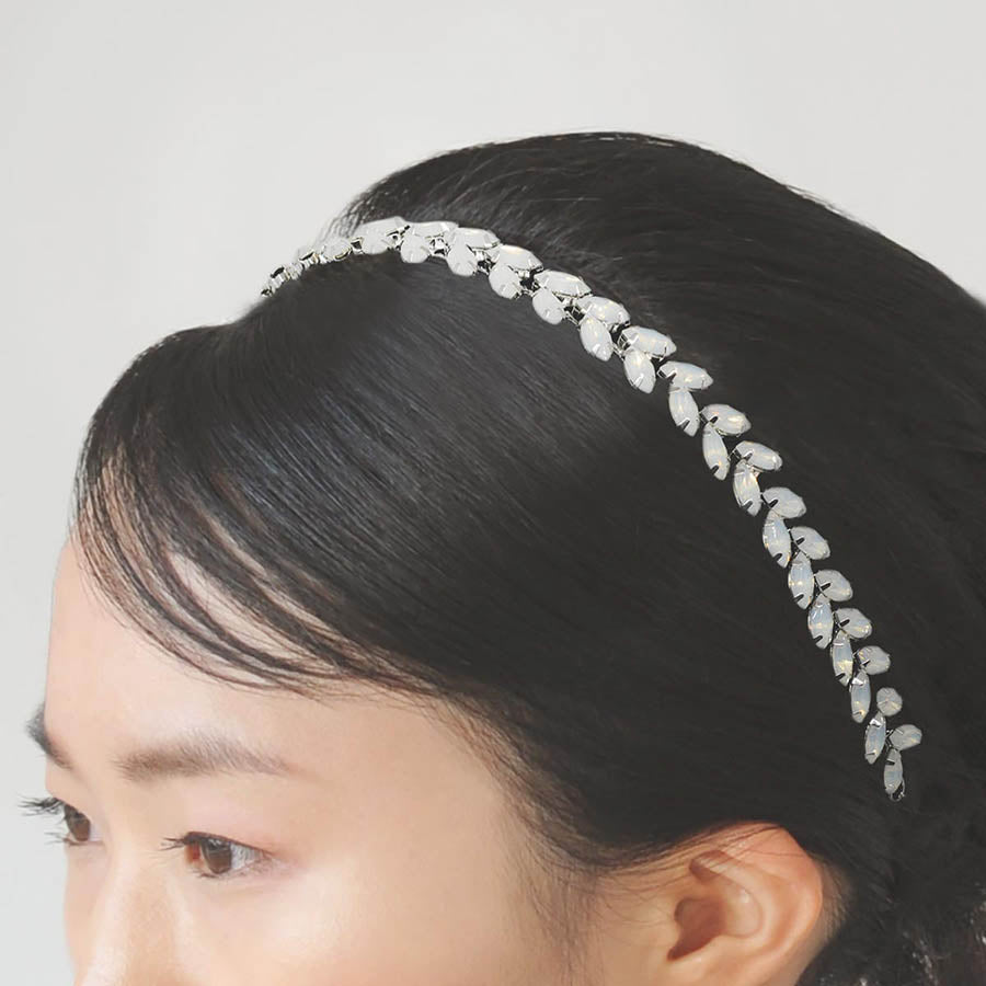 オパールカラーのクリスタルウェディングヘアバンドの画像2枚目