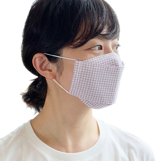 女性用 布マスク USAプリント パープルコットン生地の画像1枚目