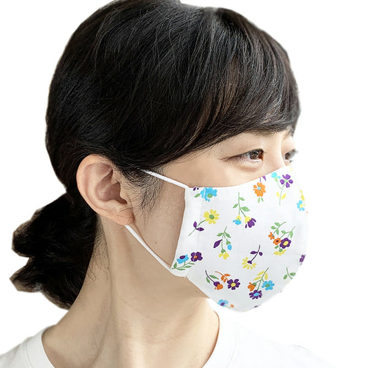 マスク　立体デザイン　カラフル花柄の画像1枚目