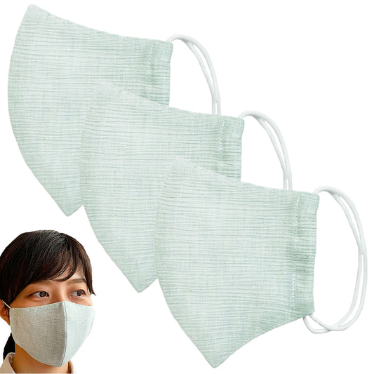 立体マスク 3枚セット オーガニックコットンの高島ちぢみブルーグリーンの画像1枚目