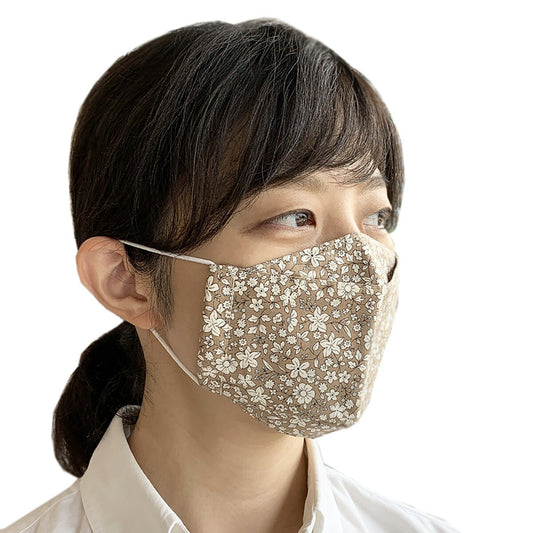 大臣マスク・小　ブラウン系花柄 　女性におすすめサイズの画像1枚目