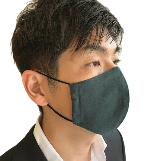 シャープな立体マスク　オックスフォード生地　深い緑色の画像1枚目